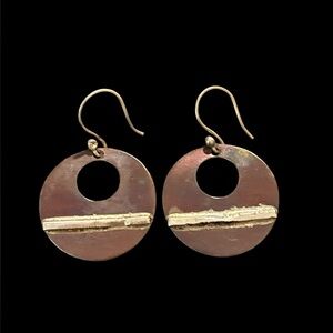 Lissa Bowie copper / silver metal round hoop earrings